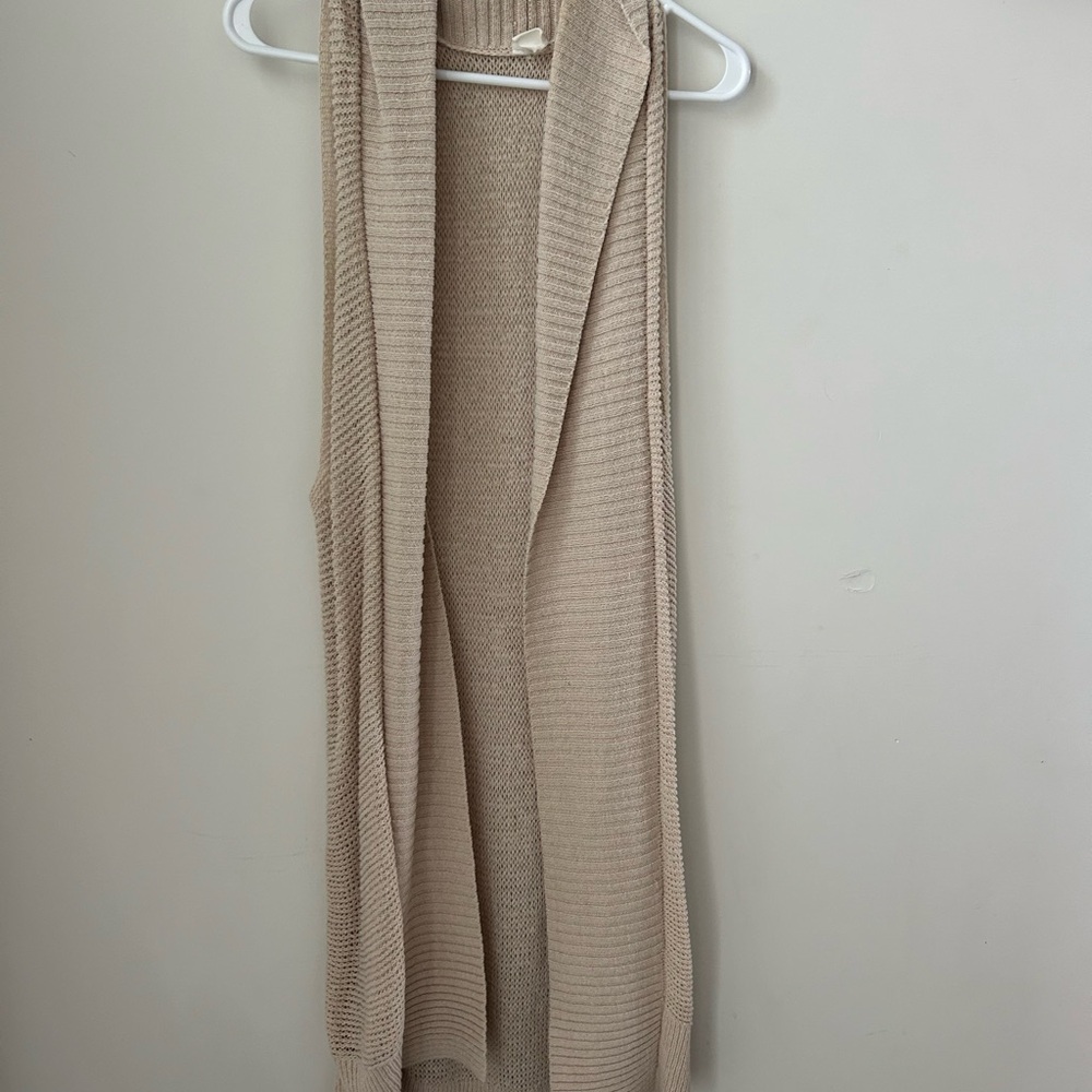 Beige Knit Sleeveless Cardigan